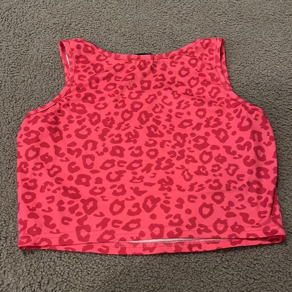 shein pink cheetah print cropped tank size xs - Picture 3 of 3